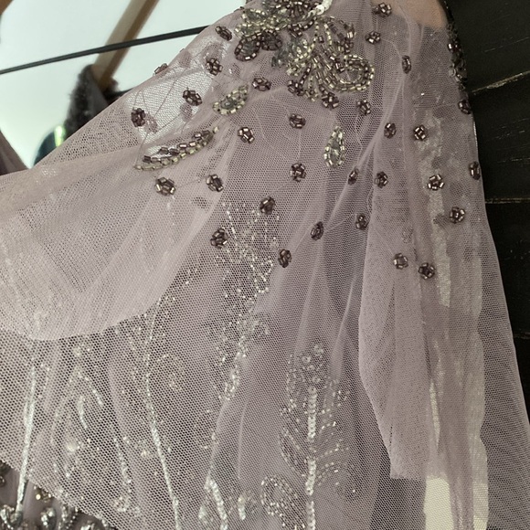 Adrianna Papell Sequin Flutter Sleeve Ball Gown - Picture 3 of 6